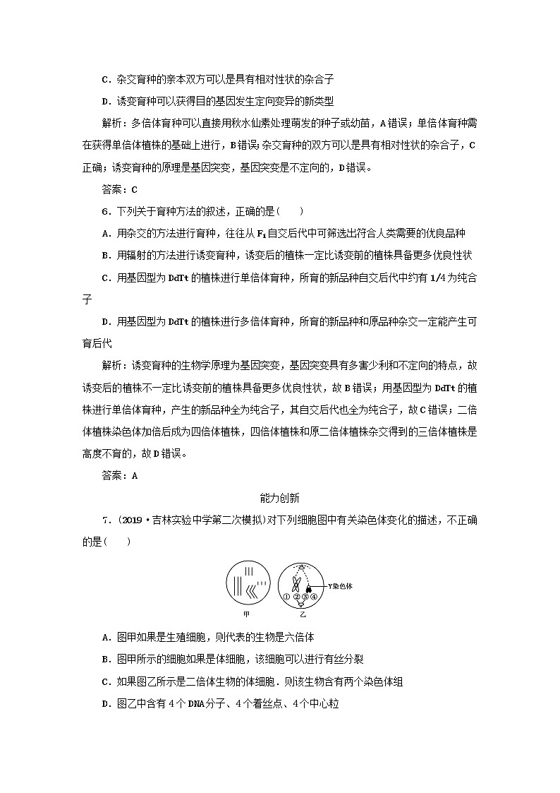 2021高考生物一轮复习课时作业28染色体变异和生物育种含解析第3页