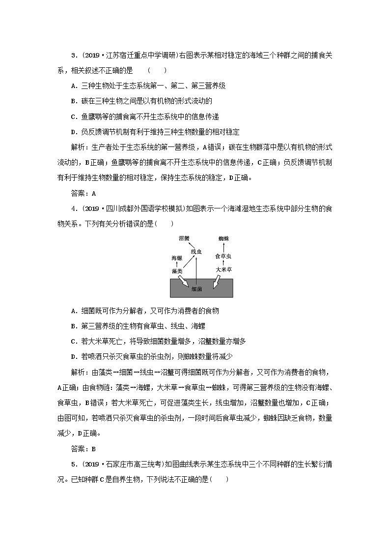 2021高考生物一轮复习课时作业38生态系统的结构与能量流动含解析第2页