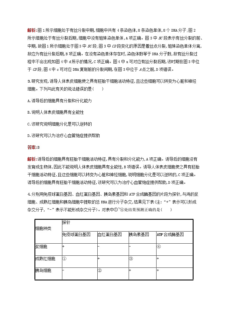 广西专用2020高考生物二轮复习选择题考前抢分训练3细胞的生命历程含解析02