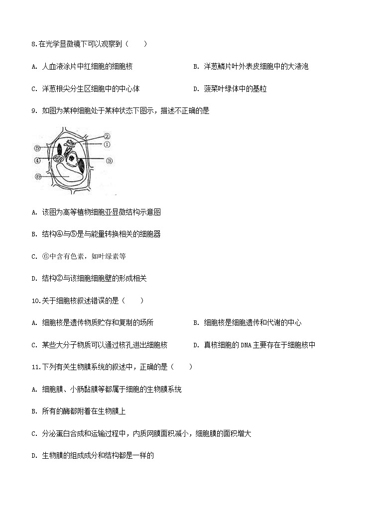 山东省济宁市微山县第二中学2021届高三上学期开学收心考试 生物（word版含答案）第3页