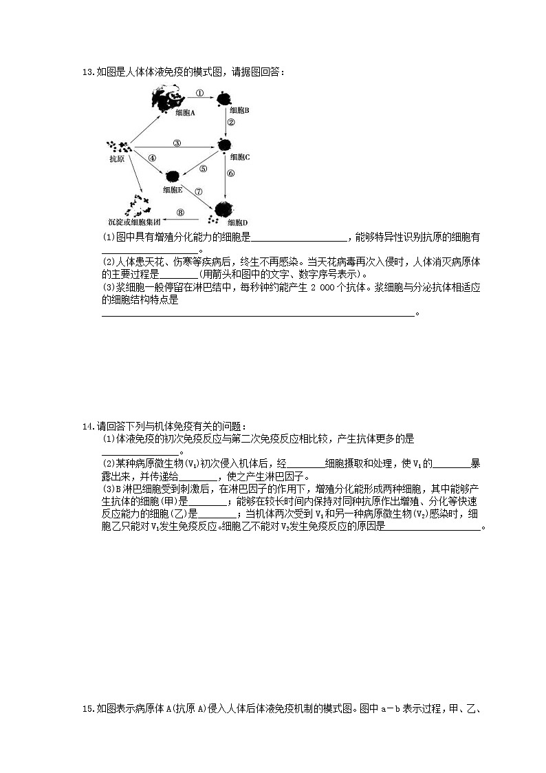 2020年苏教版高中生物必修三 课时作业《免疫系统的组成、体液免疫》(含答案解析)第3页