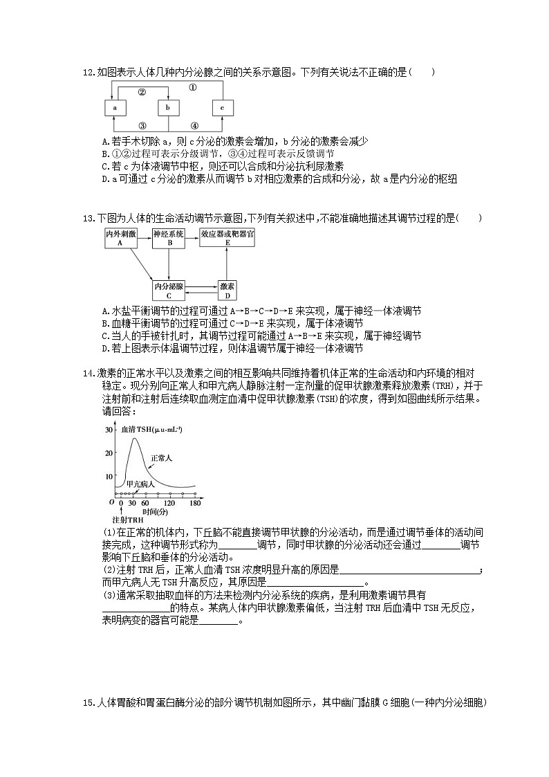 2020年苏教版高中生物必修三 课时作业《人体的体液调节 神经调节与体液调节的关系》(含答案解析)第3页