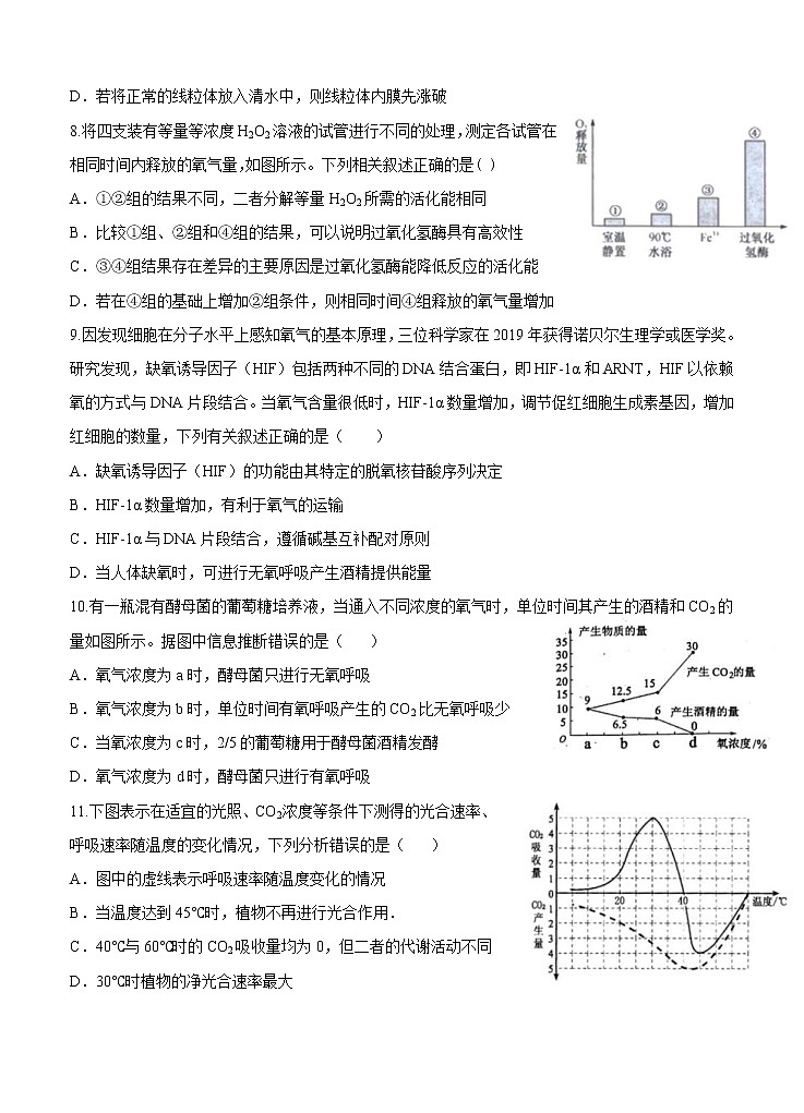 四川省成都石室中学2021届高三上学期开学考试 生物（含答案）03