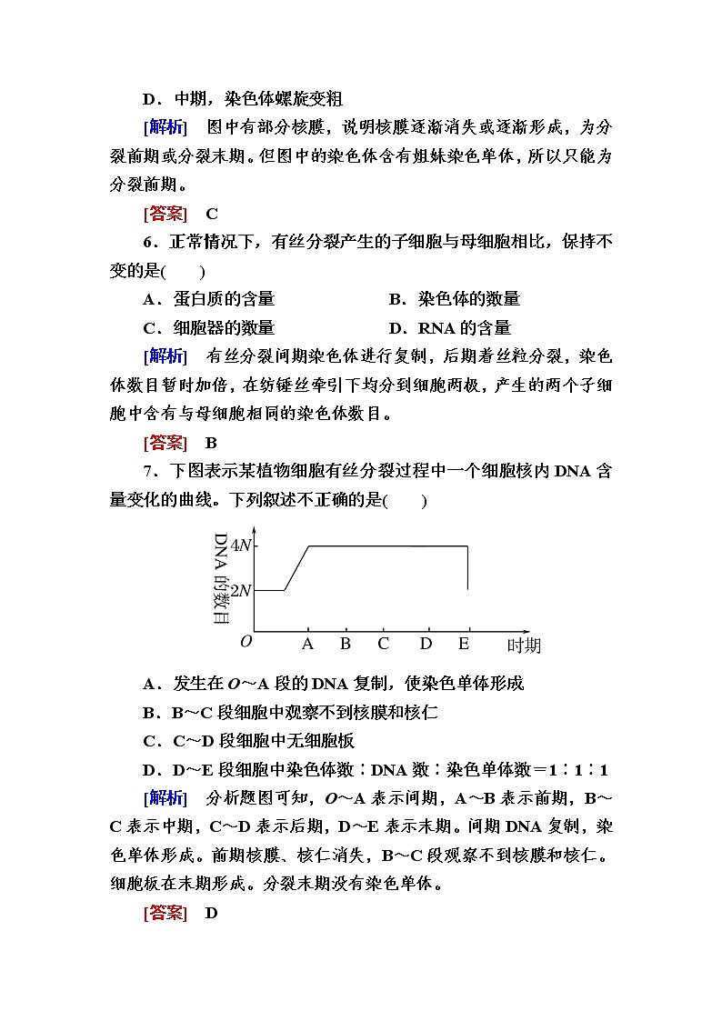 （新）人教版高中生物必修1课后作业：21细胞周期及高等植物细胞的有丝分裂（含解析）03