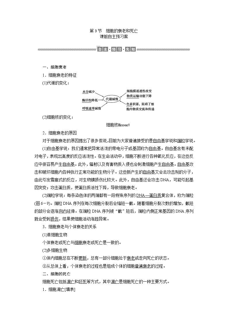 （新）人教版高中生物必修1学案：6.3 细胞的衰老和死亡（含解析）01