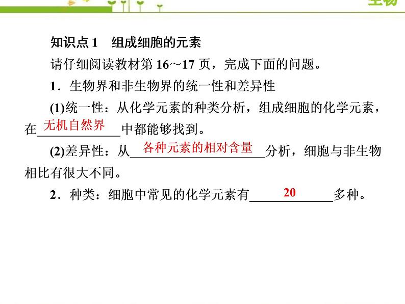 （新）人教版高中生物必修1教学课件：2-1细胞中的元素和化合物第7页