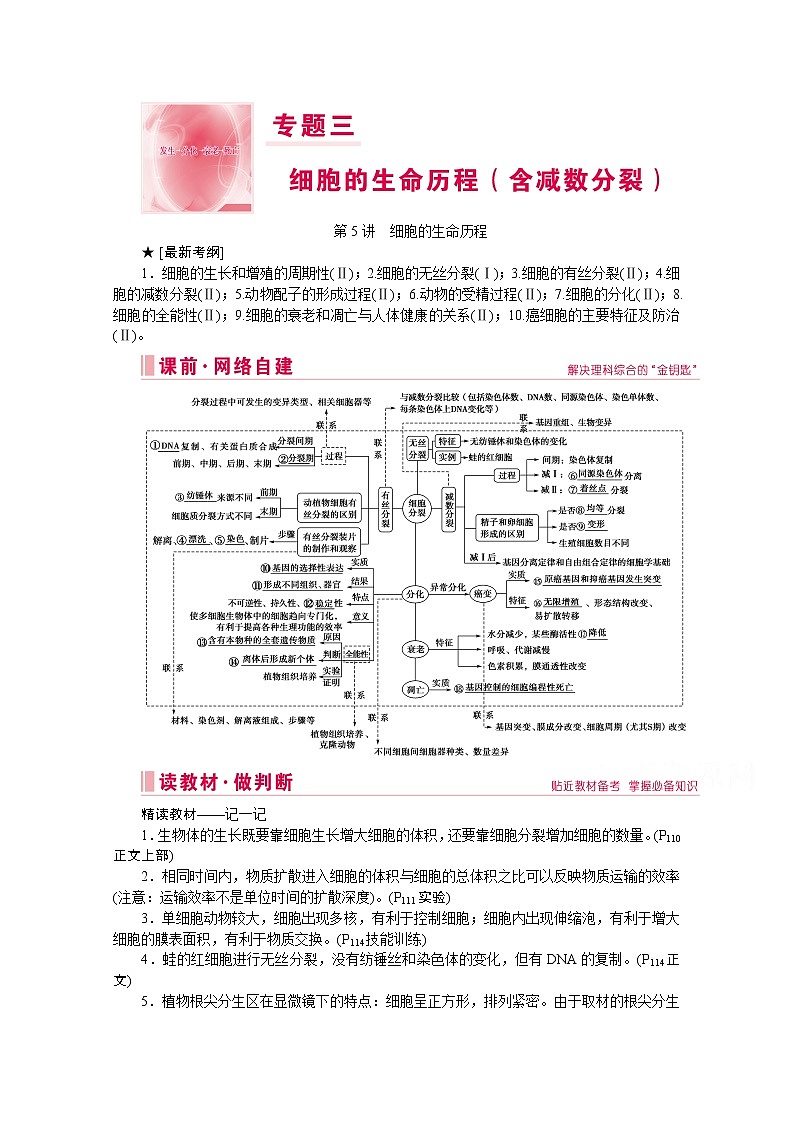 2020届高考生物二轮教师用书：第5讲　细胞的生命历程第1页