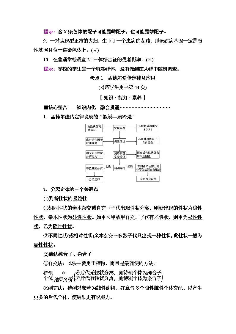 2020新课标高考生物二轮教师用书：第1部分专题6　遗传定律、伴性遗传和人类遗传病03
