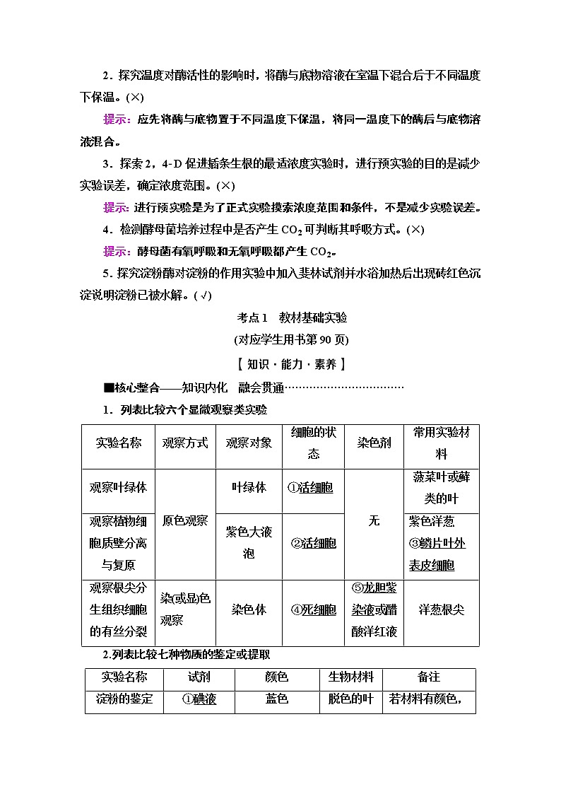 2020新课标高考生物二轮教师用书：第1部分专题10　实验与探究02