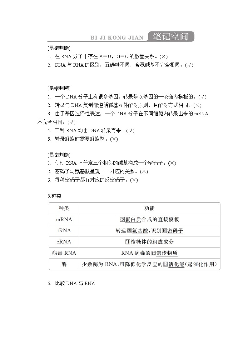 2020年高考生物一轮复习讲义：必修2 第六单元 第21讲 基因的表达第3页