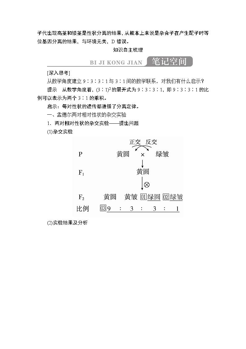 2020年高考生物一轮复习讲义：必修2 第五单元 第16讲 基因的自由组合定律02