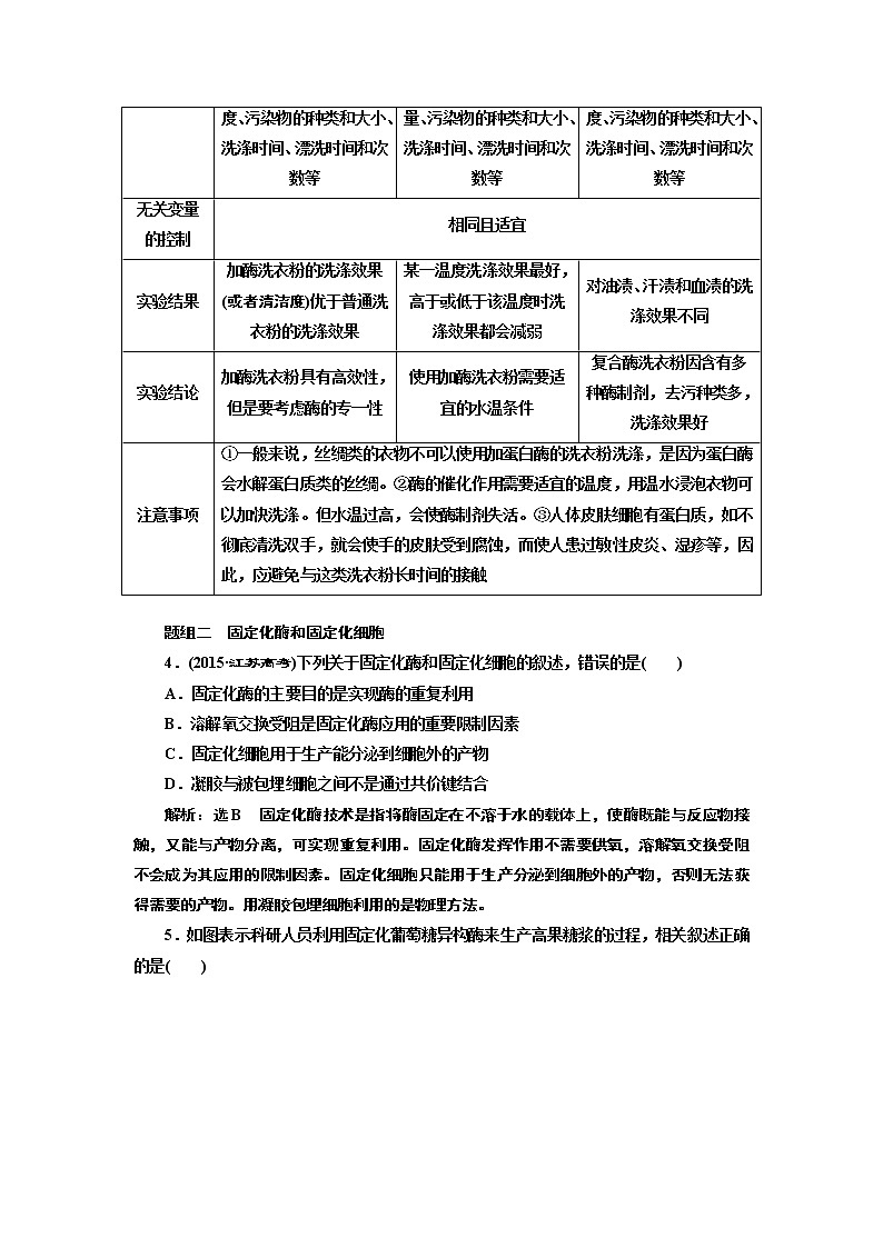 2020版高考一轮复习生物江苏专版讲义：选修1 第3讲 酶的应用03