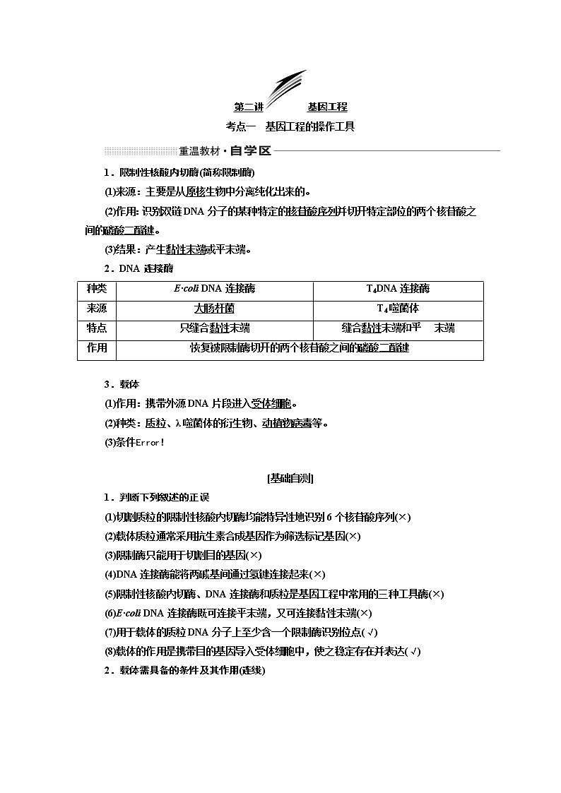 2020版高考一轮复习生物新课改省份专用讲义：第十二单元 第二讲 基因工程01