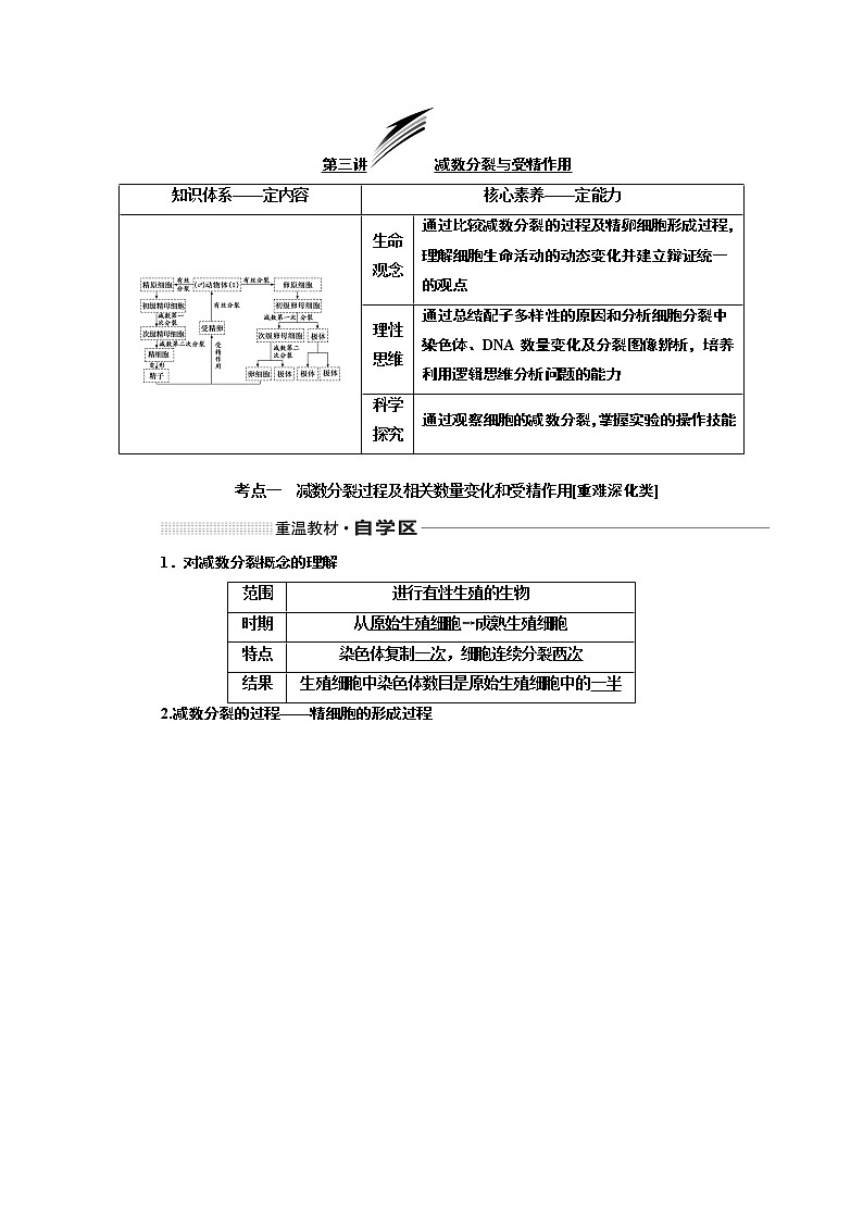 2020版高考一轮复习生物新课改省份专用讲义：第四单元 第三讲 减数分裂与受精作用01