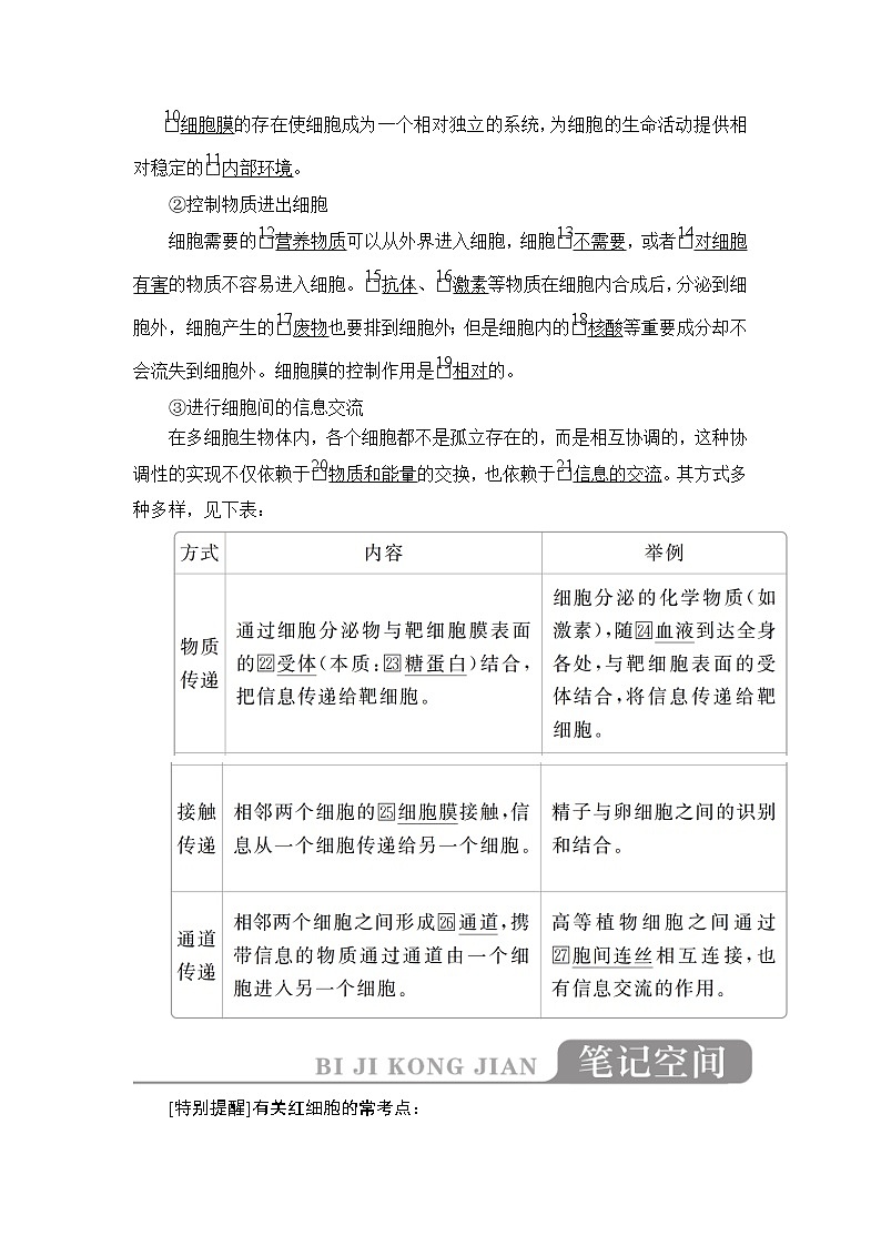 2020年高考生物一轮复习讲义：必修1 第二单元 第5讲 细胞膜和细胞核03