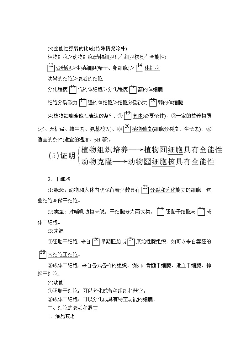 2020年高考生物一轮复习讲义：必修1 第四单元 第13讲 细胞的分化、衰老、凋亡及癌变03