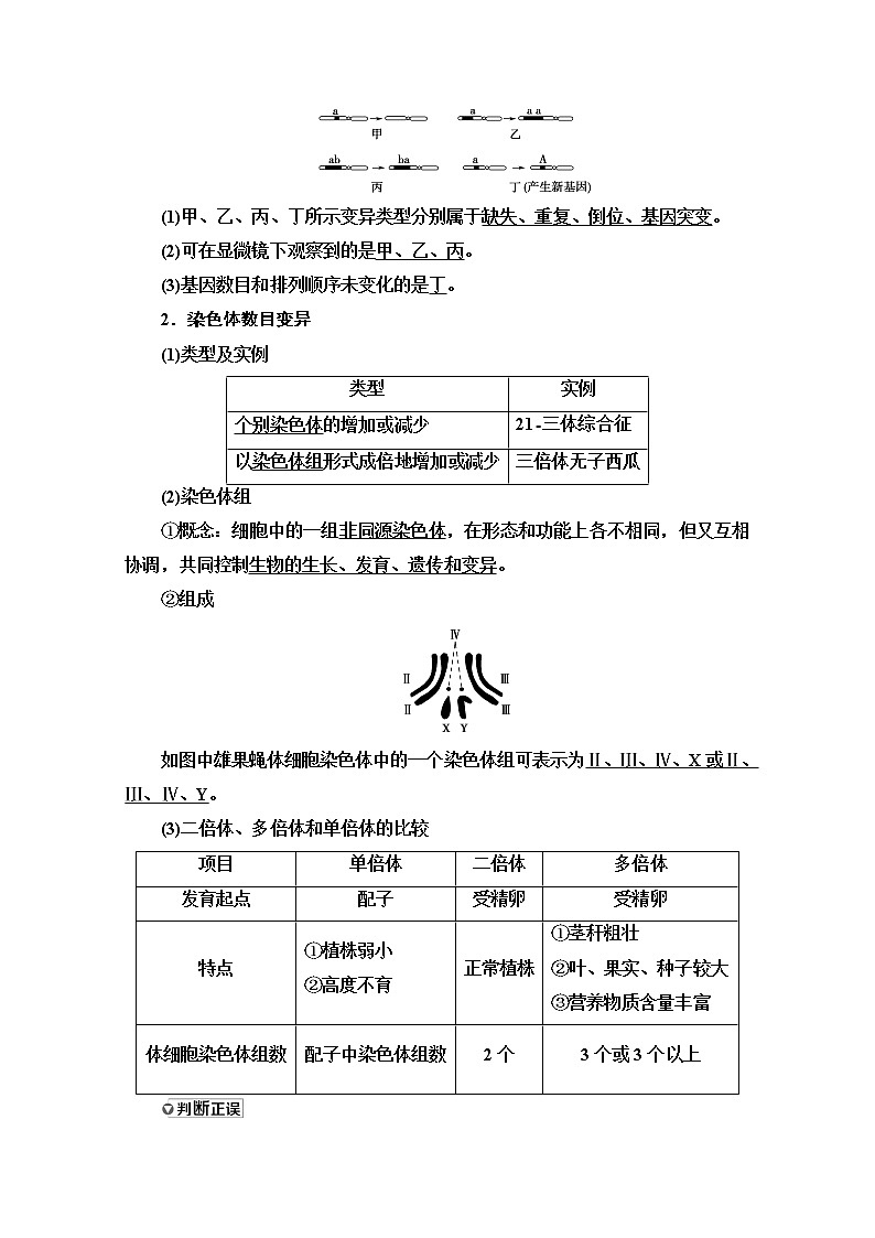 2021高三生物人教版一轮教师用书：必修2第7单元第2讲　染色体变异与生物育种第2页