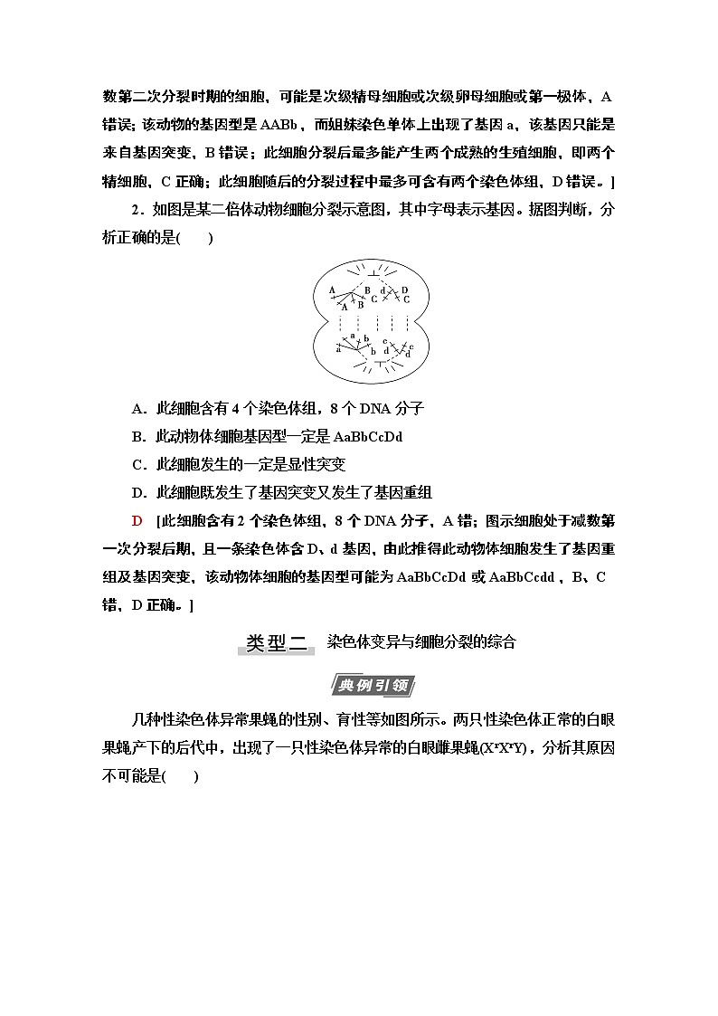 2021高三生物人教版一轮教师用书：必修2第7单元素养加强课7变异与细胞分裂和遗传定律的综合第3页