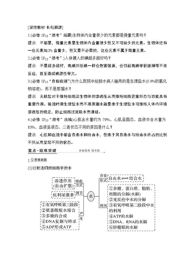 2021高考生物北师大版一轮教师用书：第一单元第2讲细胞中的无机物、糖类和脂质第3页