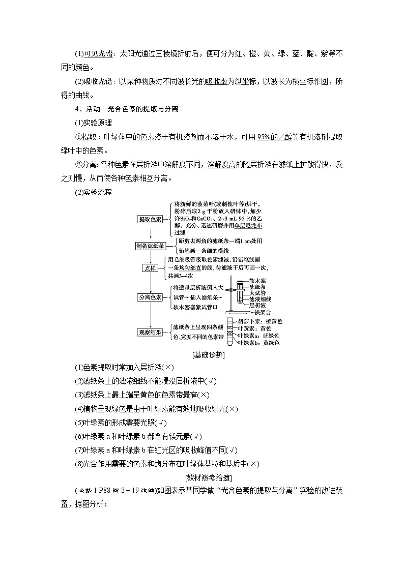 2021版浙江新高考选考生物一轮复习教师用书：第8讲　色素和光合作用的过程02