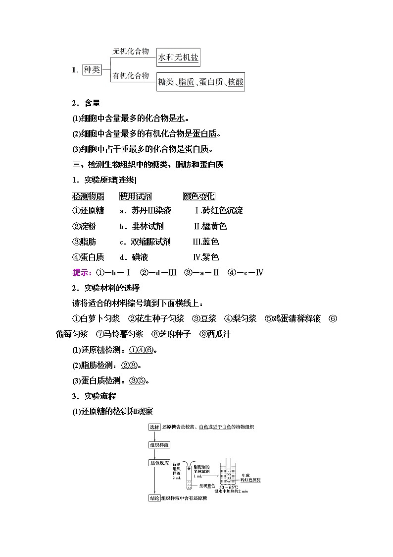 （新）人教版必修1学案：第2章 第1节　细胞中的元素和化合物（含解析）02