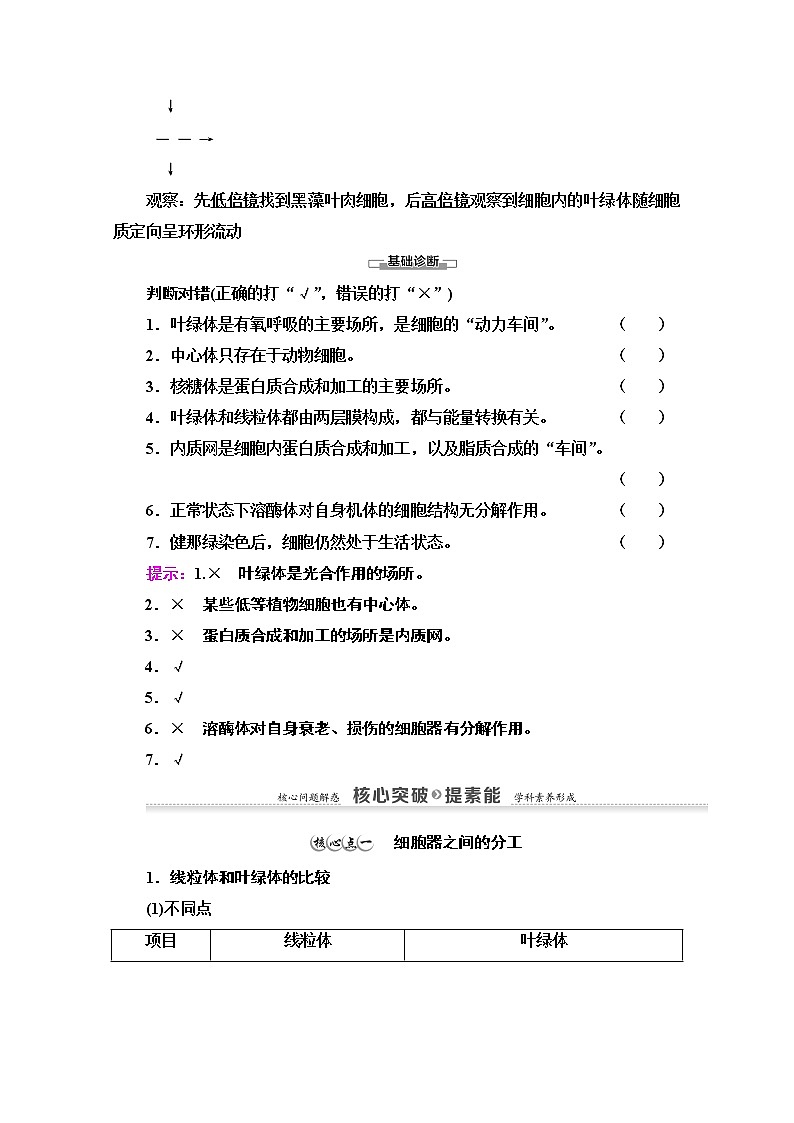 （新）人教版必修1学案：第3章 第2节 第1课时　细胞器之间的分工（含解析）03
