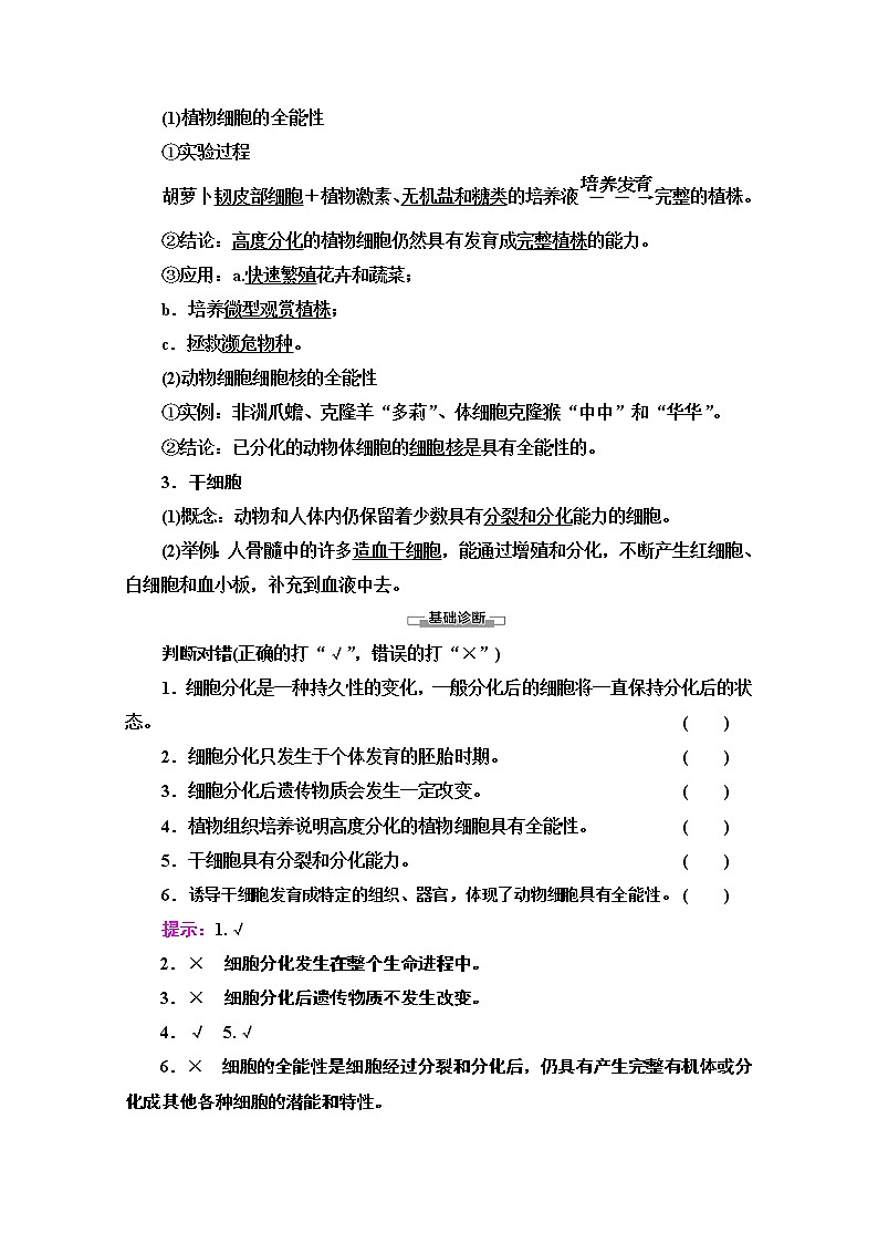（新）人教版必修1学案：第6章 第2节　细胞的分化（含解析）第2页