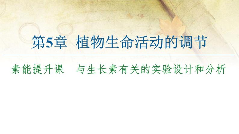 （新）人教版选择性必修1第5章 素能提升课 与生长素有关的实验设计和分析 PPT课件01