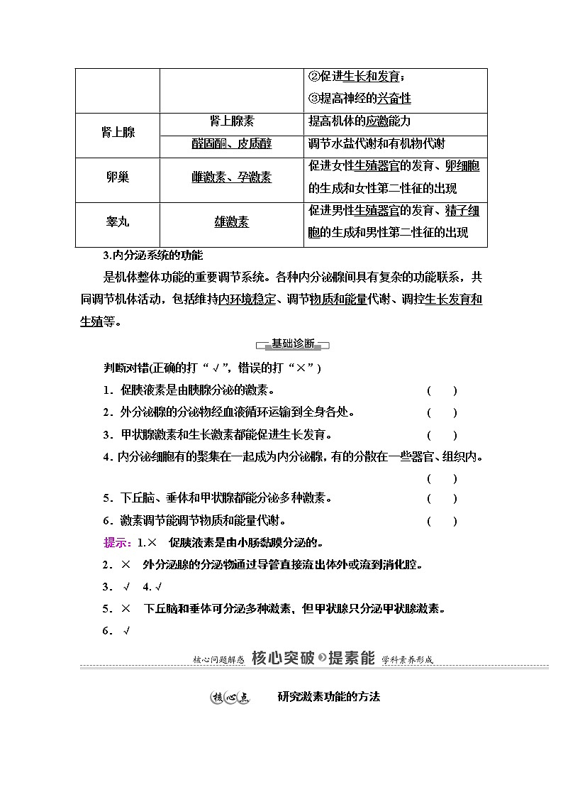 （新）人教版选择性必修1学案：第3章 第1节　激素与内分泌系统（含解析）03