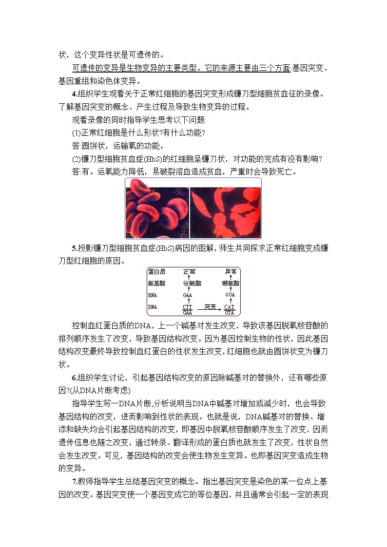 人教高中生物必修2教案：第五章第一节 基因突变与基因重组103