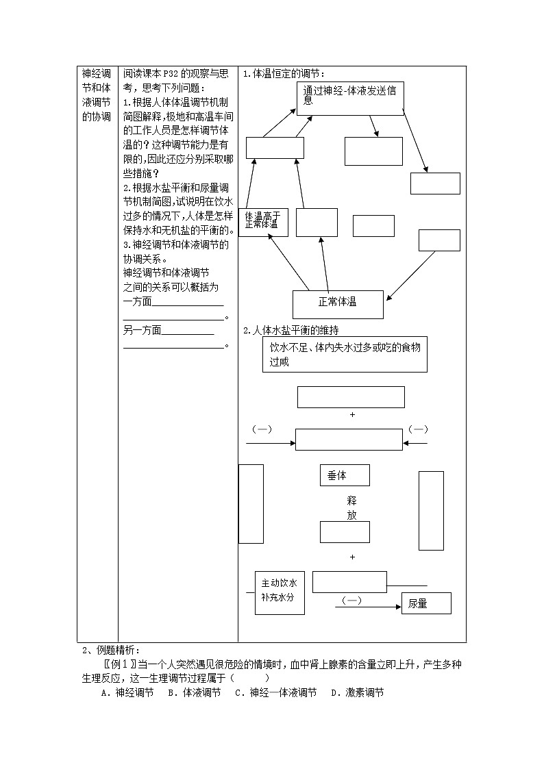 人教高中生物必修3教案：第2章第3节 神经调节与体液调节的关系202