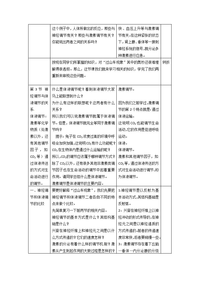 人教高中生物必修3教案：第2章第3节 神经调节与体液调节的关系102
