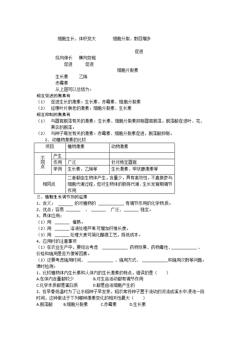 人教高中生物必修3教案：第3章第3节 其他植物激素导学案02