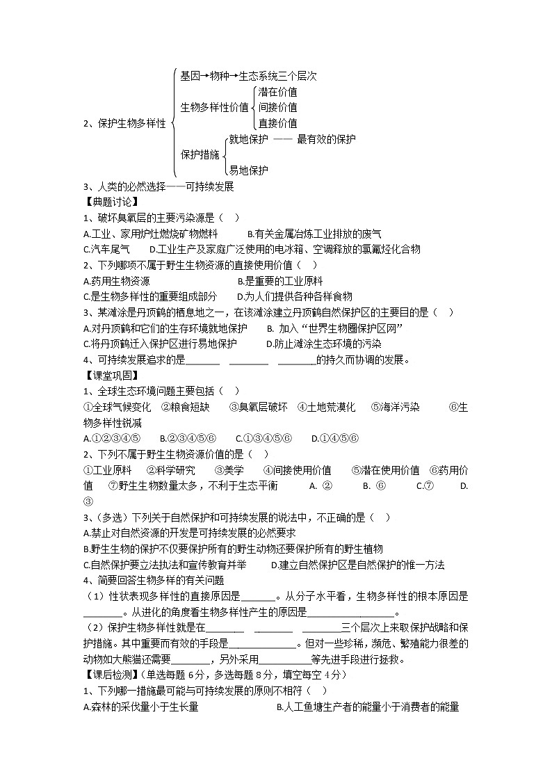 人教高中生物必修3教案：第六章第2节 保护我们共同的家园202