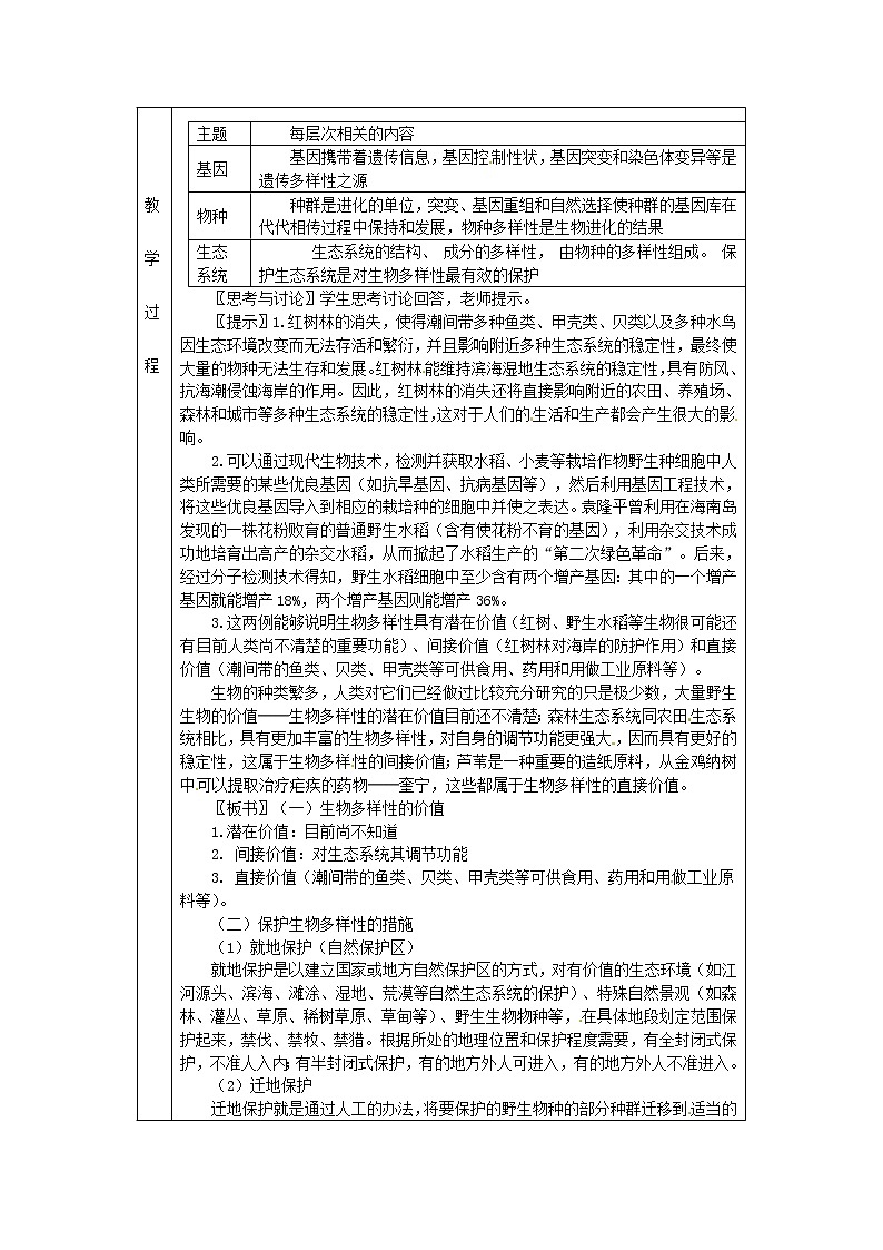 人教高中生物必修3教案：第六章第2节 保护我们共同的家园1第2页
