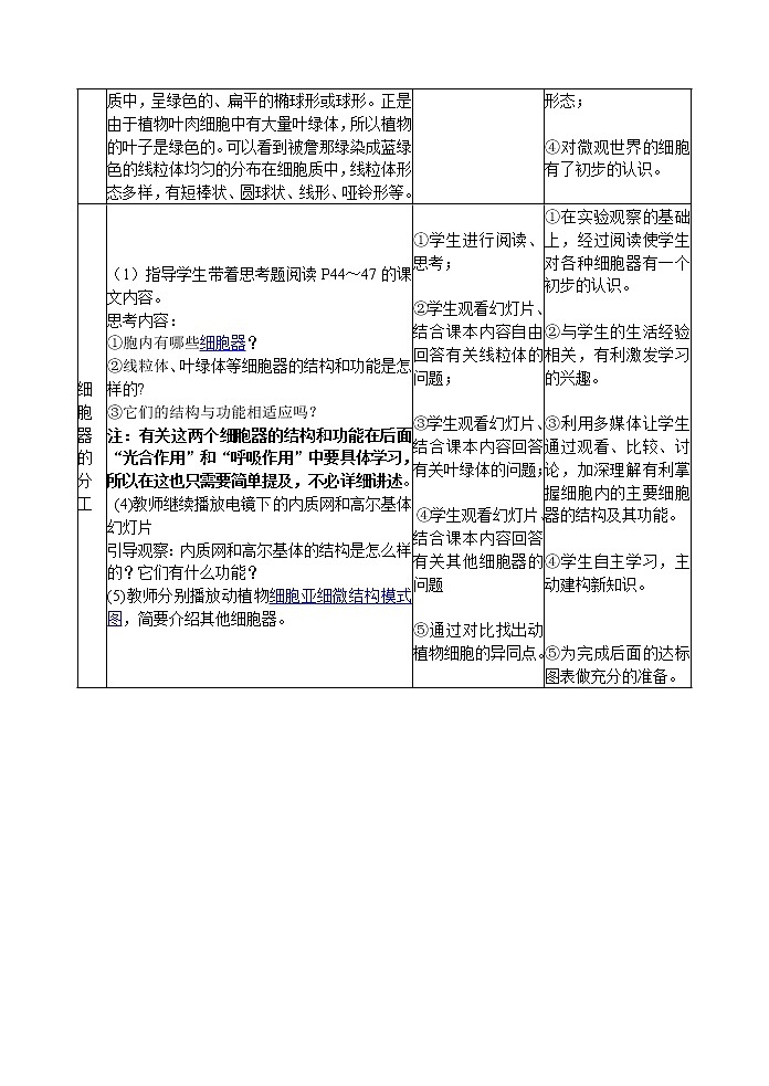 人教高中生物必修1教案： 3.2 细胞器——系统内的分工合作 103