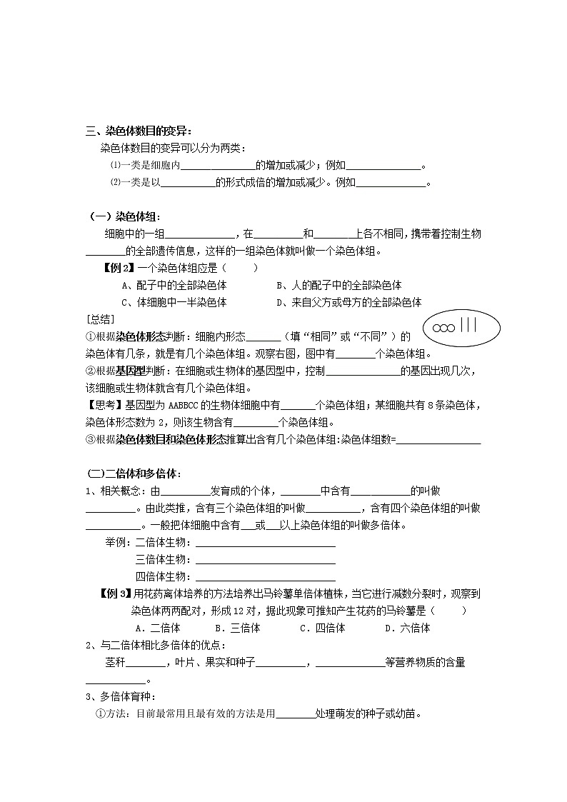 人教高中生物必修2教案：第五章第二节 染色体变异学案02