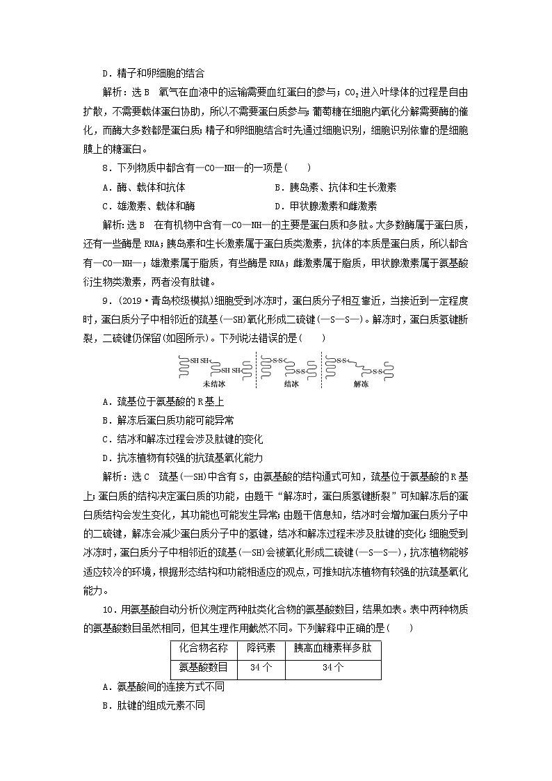 新课改专用2020版高考生物一轮复习课下达标检测02《生命活动的主要承担者__蛋白质》(含解析)03