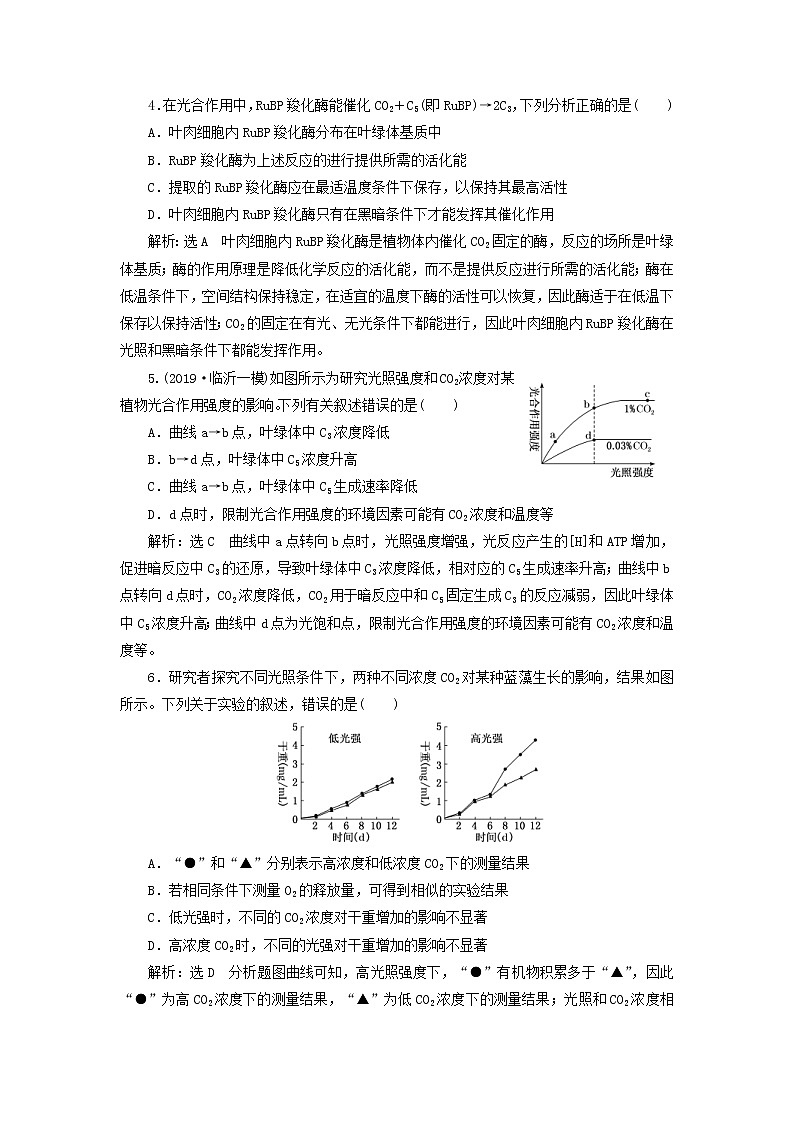 新课改专用2020版高考生物一轮复习课下达标检测10《光合作用的过程和影响因素》(含解析)02