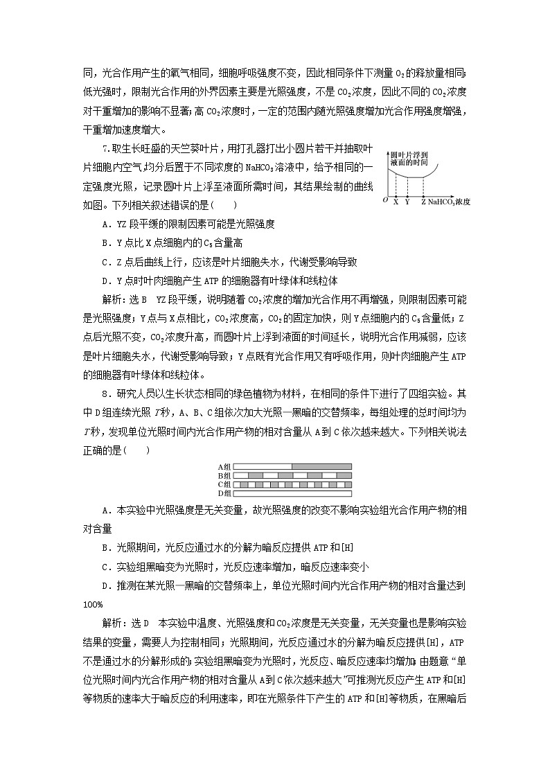 新课改专用2020版高考生物一轮复习课下达标检测10《光合作用的过程和影响因素》(含解析)03
