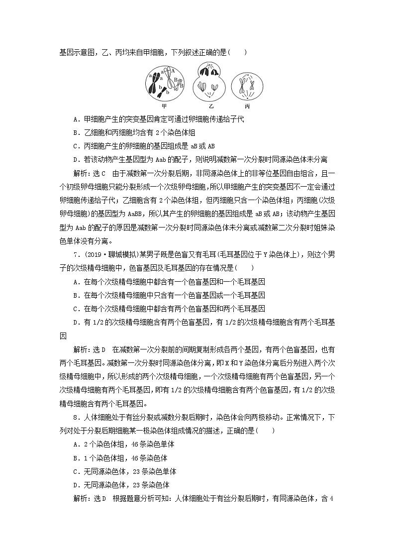 新课改专用2020版高考生物一轮复习课下达标检测13《减数分裂与受精作用》(含解析)03