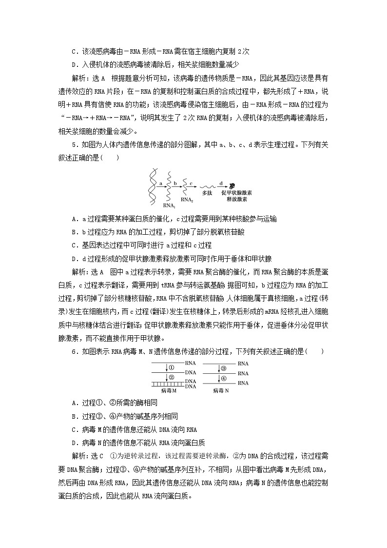 新课改专用2020版高考生物一轮复习课下达标检测21《基因的表达》(含解析)02