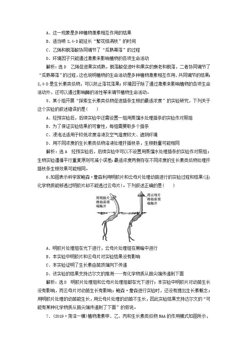 新课改专用2020版高考生物一轮复习课下达标检测30《植物的激素调节》(含解析)02