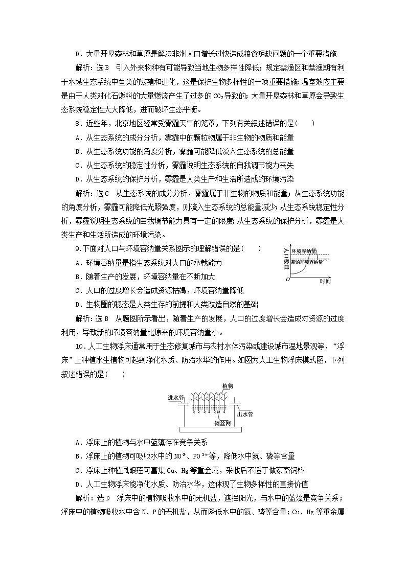 新课改专用2020版高考生物一轮复习课下达标检测35《生态环境的保护》(含解析)03