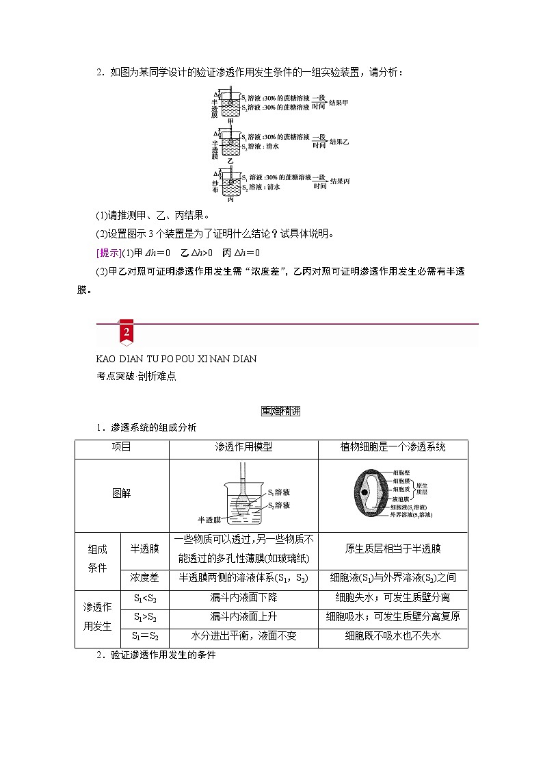2021新高考生物人教版一轮学案：必修部分模块1第2单元第4讲　物质进出细胞的方式第3页