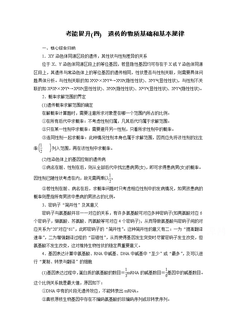 2021新高考生物人教版一轮学案：考能提升（四）　遗传的物质基础和基本规律第1页