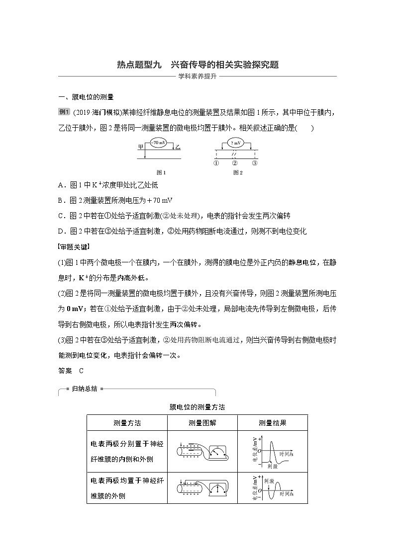 2020版生物新导学大一轮苏教讲义：第八单元　生物个体的稳态热点题型九第1页