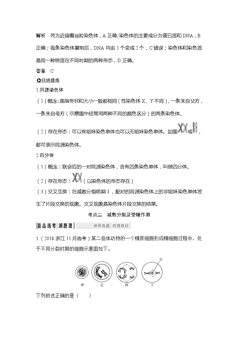 2020版生物浙江高考选考一轮复习讲义：第9讲减数分裂中的染色体行为第3页