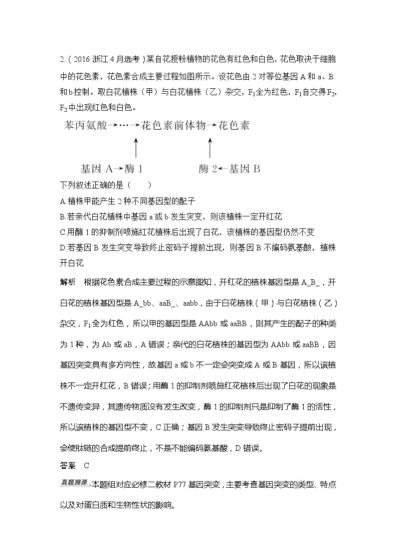 2020版生物浙江高考选考一轮复习讲义：第17讲生物变异的来源02