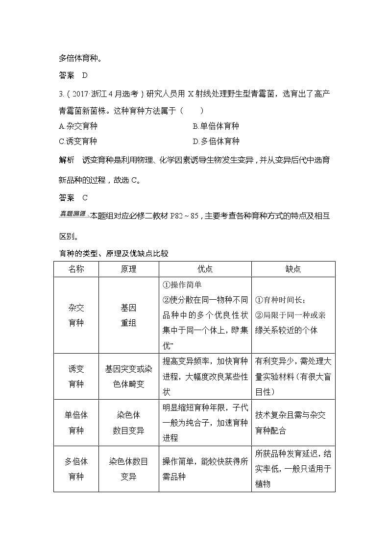 2020版生物浙江高考选考一轮复习讲义：第18讲生物变异在生产上的应用02